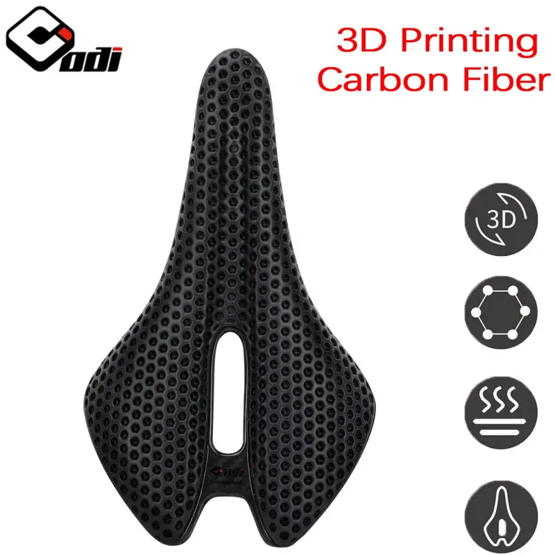 

ODI Carbon Fiber 3D Printing Bike Saddle Ultra-Light and Breathable150mm Hollow Honeycomb Cushion Soft Seat for Road MTB/Bike