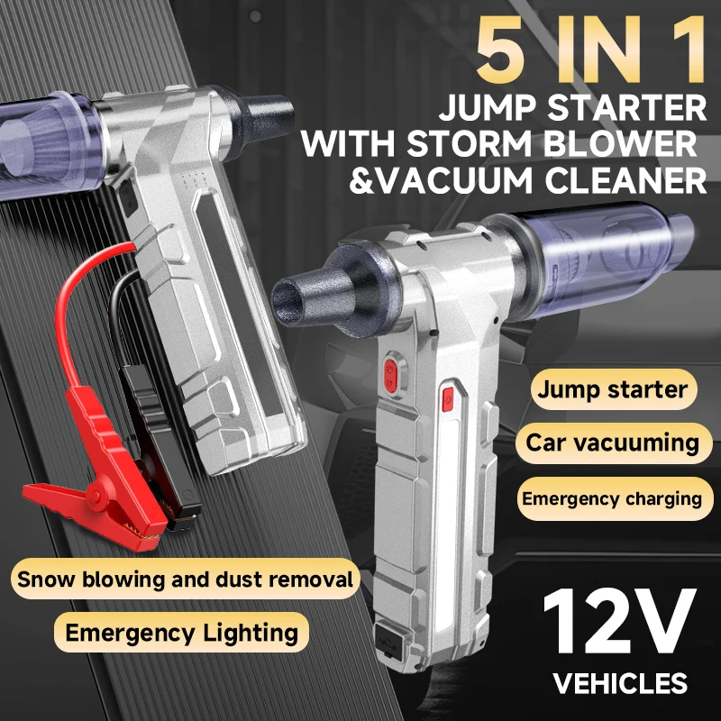 

5 in 1 Multifunctional Air Blower Car Jump Starter Dust Removal Powerful Turbo Fan Vacuum Cleaner power bank 880000RPM Blower