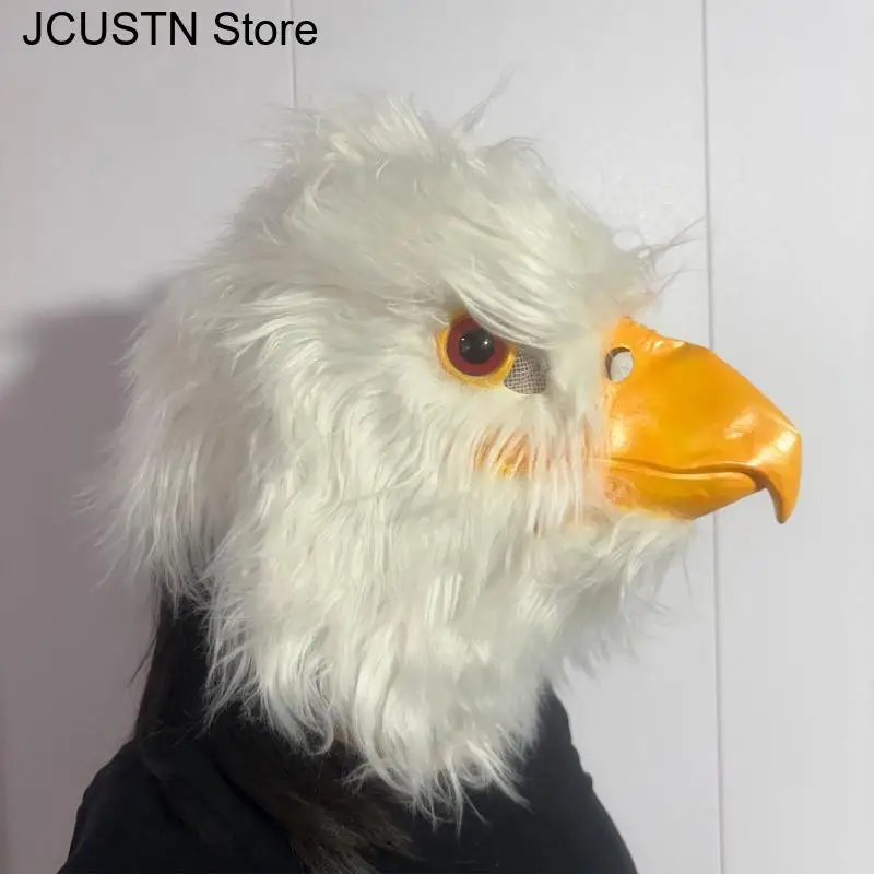 Máscaras de látex con cabeza de pájaro halcón, máscara de águila blanca y negra para Carnaval de Halloween, casco de cabeza completa de Animal divertido, accesorios de decoración para Cosplay