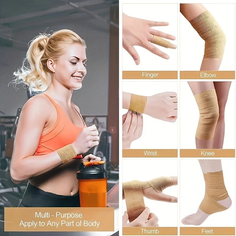 Self-Adhesive Elastic Adhesive Bandage Reusable Clips Wrap Tape Medical 2.5/5/7.5/10cm Sport Finger Bandage For Hand