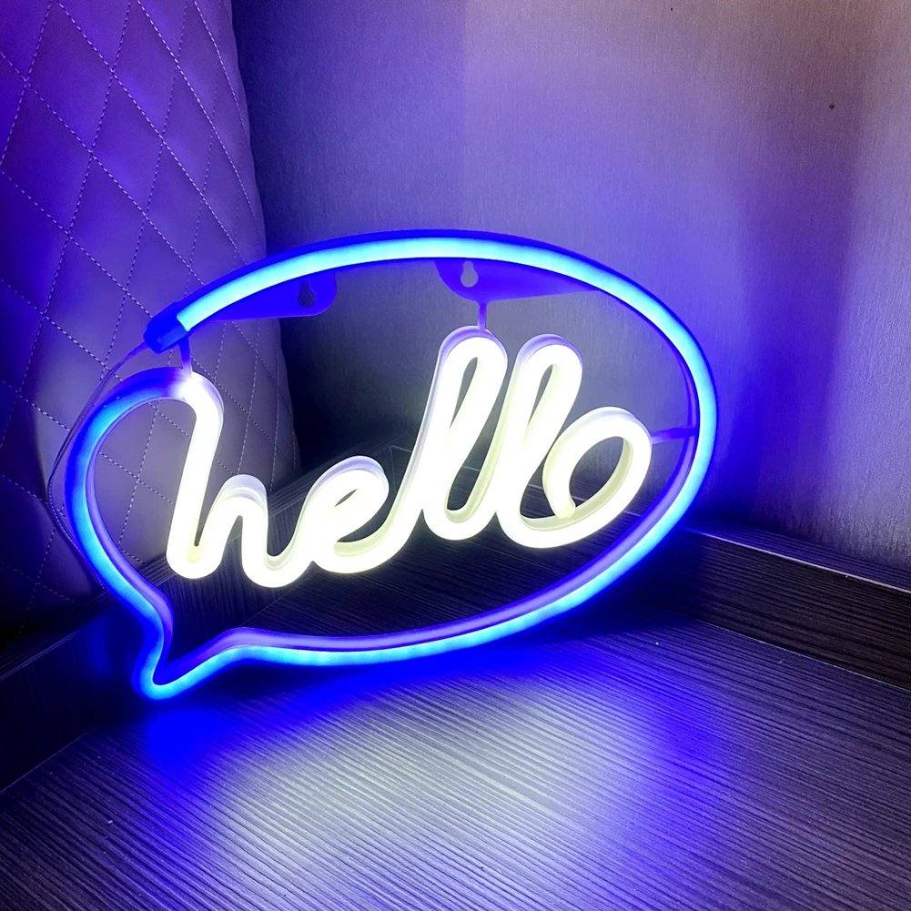 Hello Night-luces Led de neón para decoración de dormitorio, lámpara de escritorio, lámpara de mesa, letrero de neón, decoración de habitación, regalo de cumpleaños y Navidad