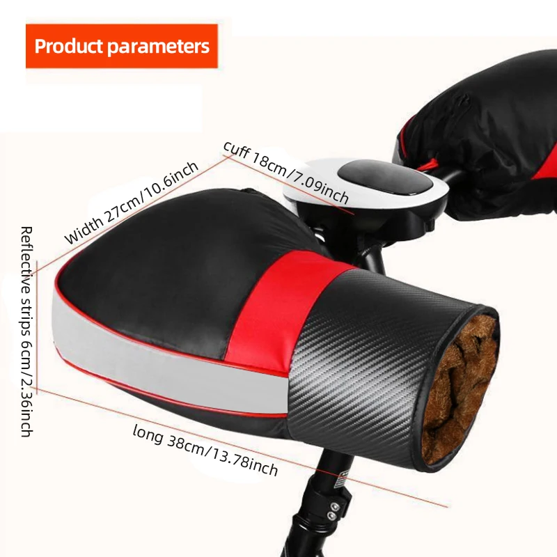 Autumn and winter cycling gloves PU material waterproof electric vehicle motorcycle grips thickened cotton gloves spot wholesale