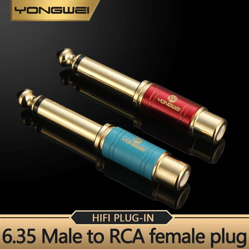 YONGWEI Gold Plated RCA to 1/4 Adapter RCA Female to 6.35mm 1/4 inch Male Mono TS Interconnect Audio Adapter Conversion Plug