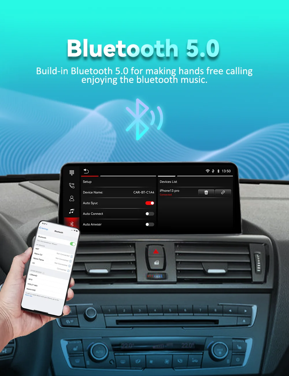 BONROAD 10.25 inch Wireless CarPlay Android Auto Airplay Autolink Mirroring Linux Audio Car Radio With Youtube For BMW 1 Series F20 F22 F23 3 Series F30 F31 F32 F33 F34 F36 GPS Navigation Multimedia Car Stereo Display Touch Screen