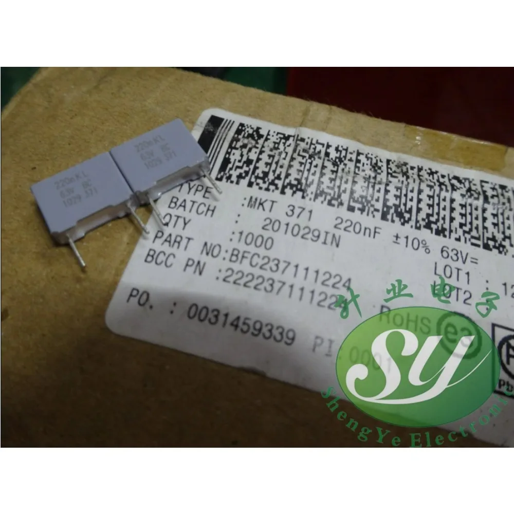 50PCS MKT371 0.22uf/63v 220nf u22 224 Brand-new 8mm film capacitor
