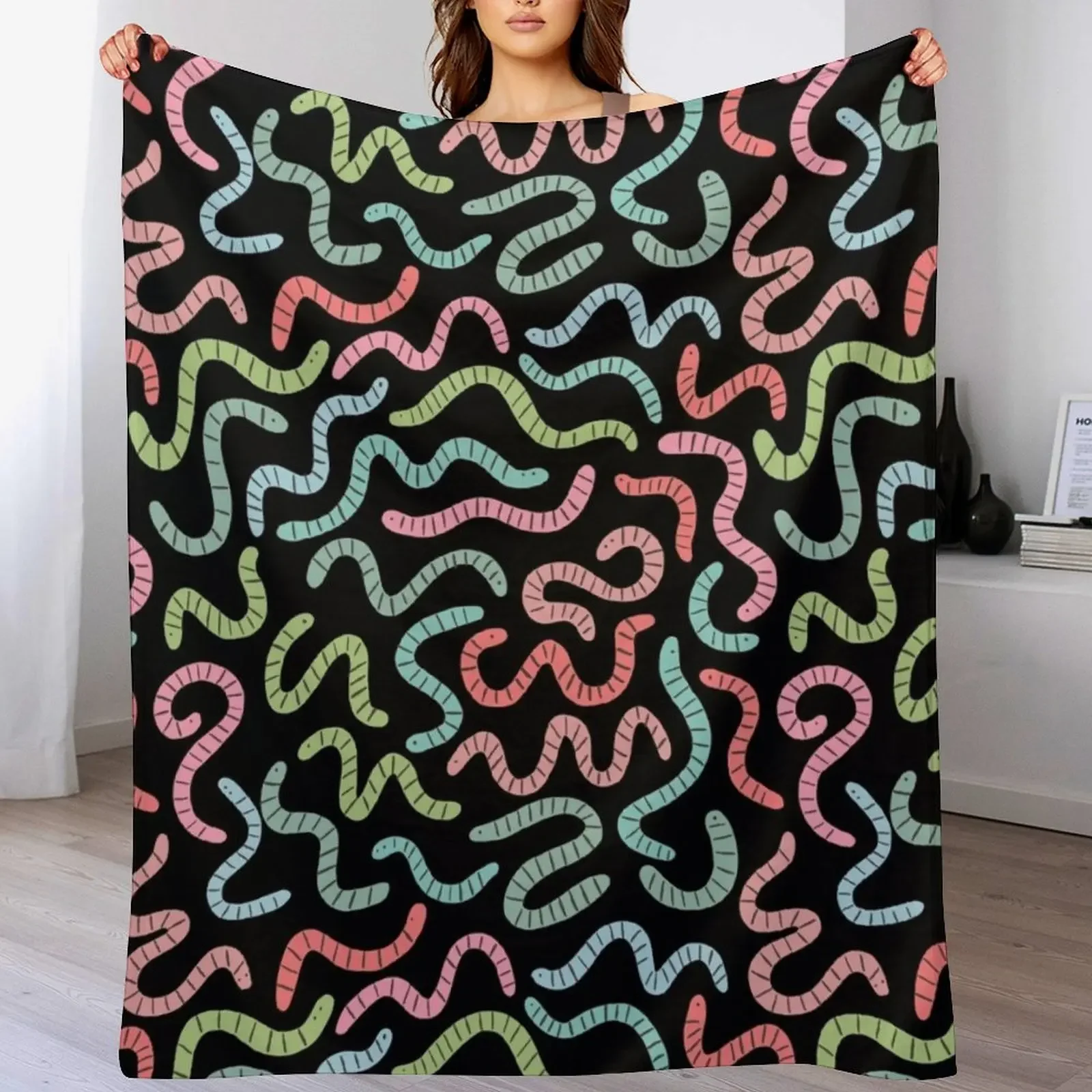 

Cute compost earthworms. Funny worms. Throw Blanket Quilt Plaid Sleeping Bag warm winter Blankets