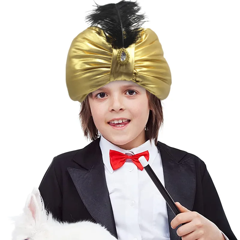 Novelty Kids Adult Halloween Masquerade Party Myth Arab Hats Halloween Easter Gold Aladdin Hat Stage Show Cosplay Costume Props