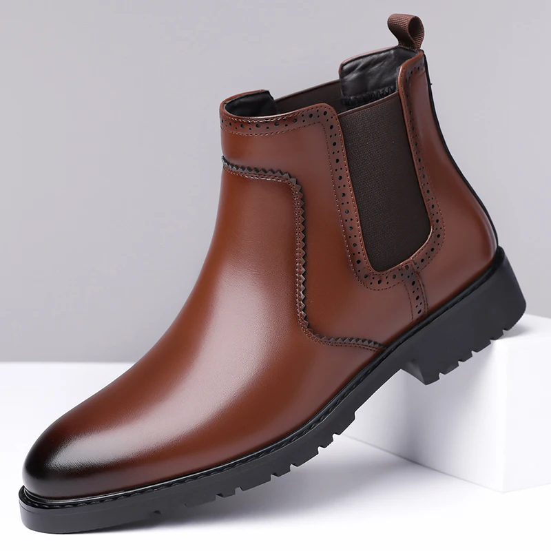 Handmade Chelsea Retro Leather Boots for Men 2026 Comfortable Commute Motorcycle Boots Fashion Man Shoes Ankle Boots Large Size