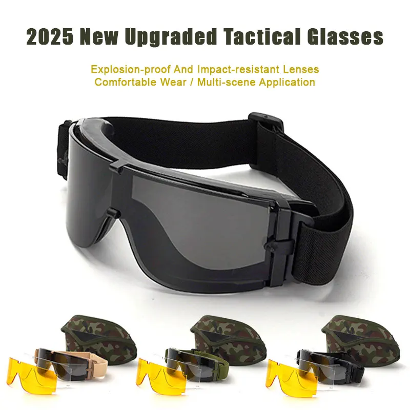 JSJM Gafas tácticas UV400 antiviento para tiro ciclismo montañismo