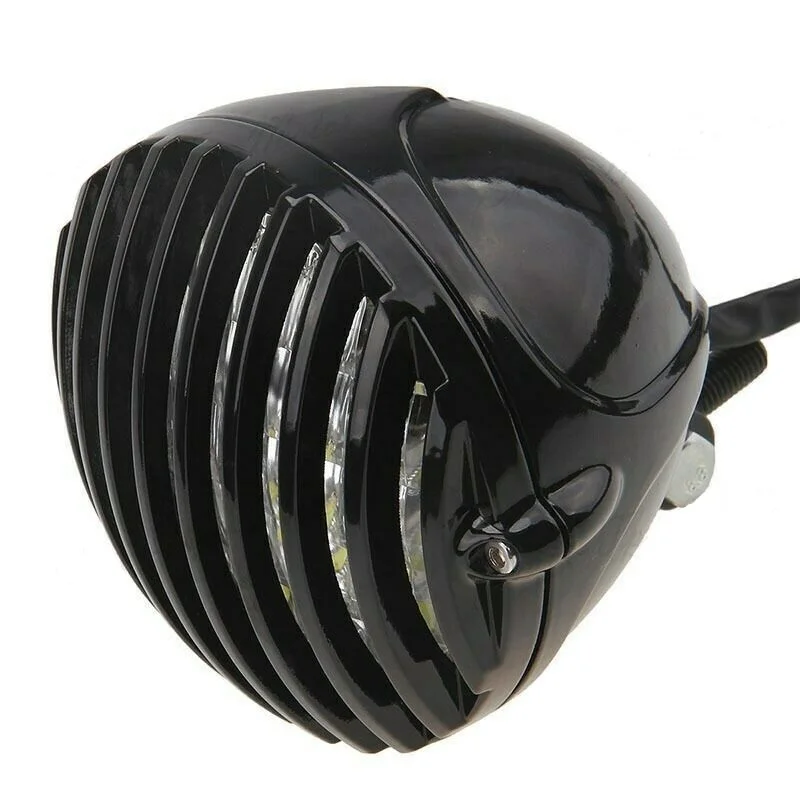 Motorcycle Grill Headlight with Brackets Retro Motorcycle Headlight for CAFE RACER BOBBER XS650 CB750 XL TRI Vintage Front Light