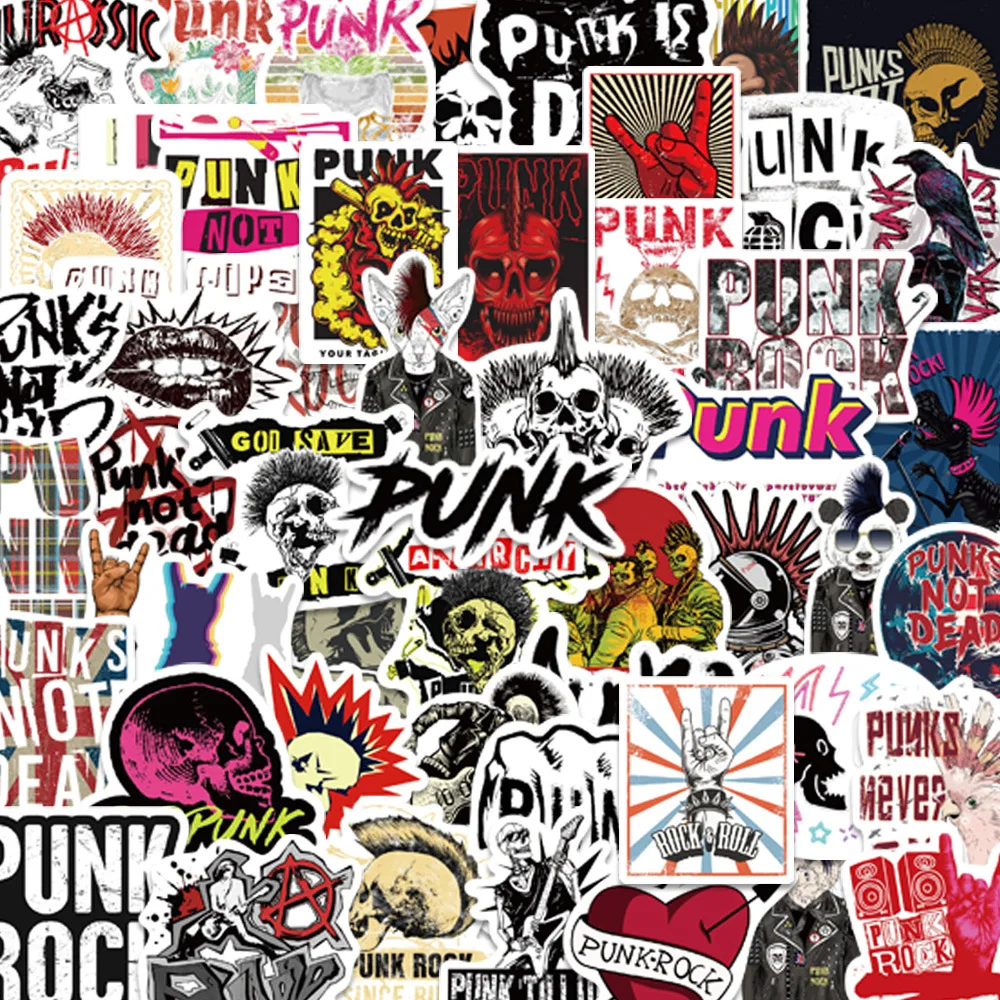 50Pcs Punk Stickers Punk Rock DIY Stickers Scrapbooking Phone Luggage Skateboard Waterproof Decals