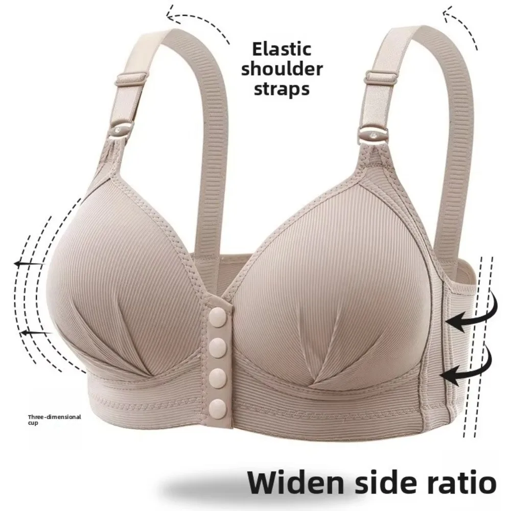No Steel Ring Front Buckle Bra Breathable Anti-sagging Traceless Vest Gathered Style Soft Front Fastener Bra Middle-aged Women