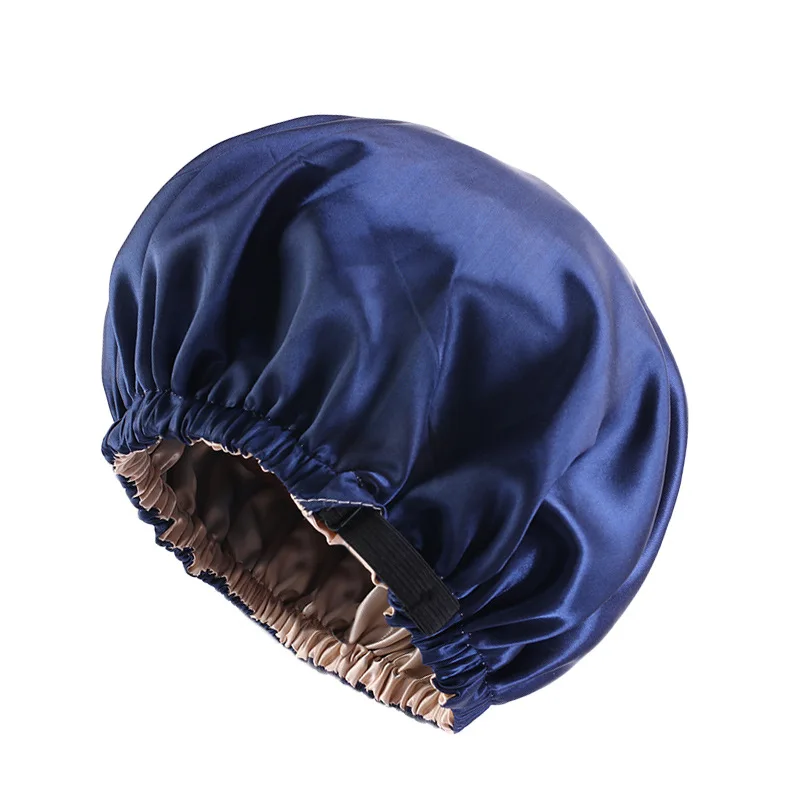 Gorro grande de satén de seda para dormir para mujer, gorro largo de satén con banda para la cabeza, envoltura de borde para el cabello