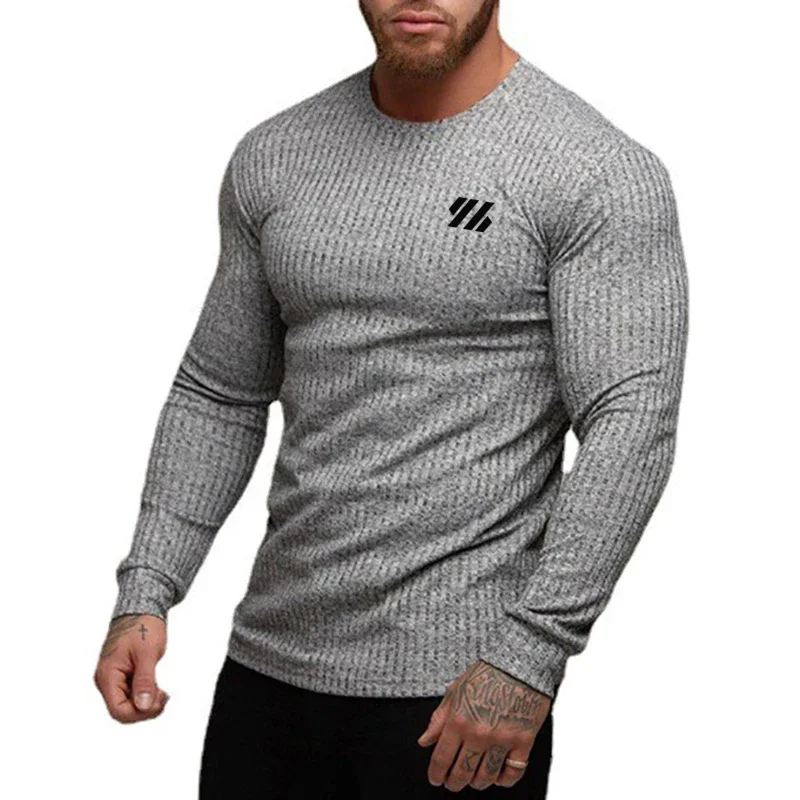 

Mens Fitness Running TShirt Sport Knitwear Breathable Quick Dry Shirt Elastic Long Sleeve Tops Gym Bodybuilding Workout Clothing