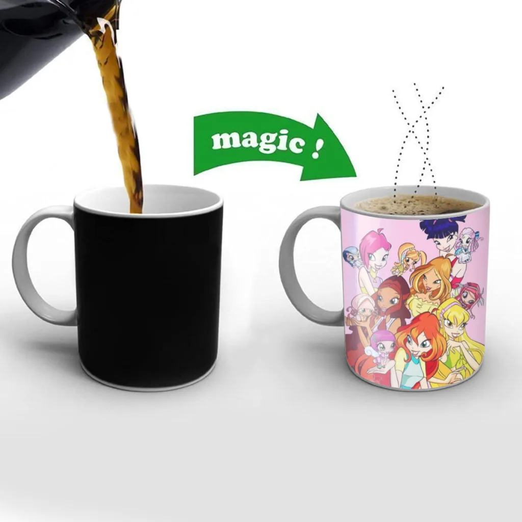 

Girl-W-Winx Catoon Clubs New Creative Color Changing Mug Ceramic Coffee Milk Tea Cup Gifts Free shipping