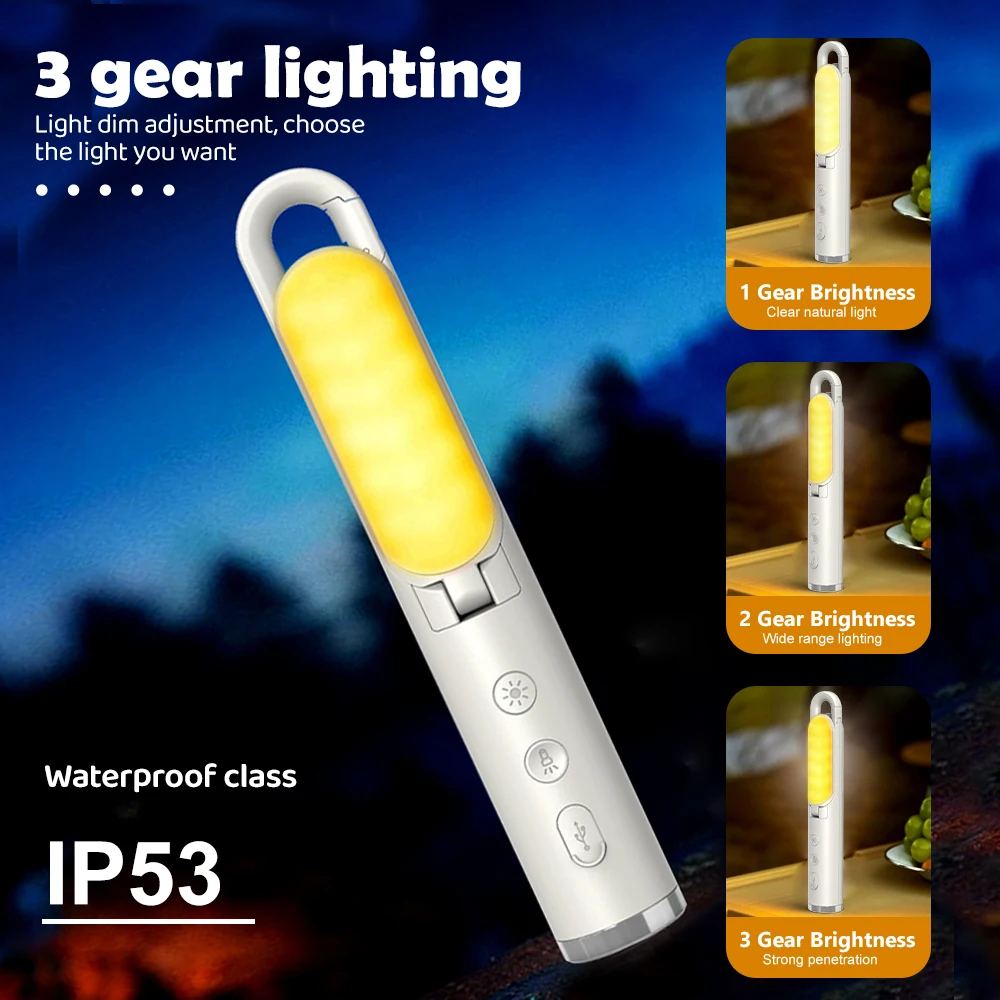 LED Motion Sensor Night Light Rechargeable 2-in-1 Portable LED Flashlight Camping Light For Bedroom Bathroom Reading Camping