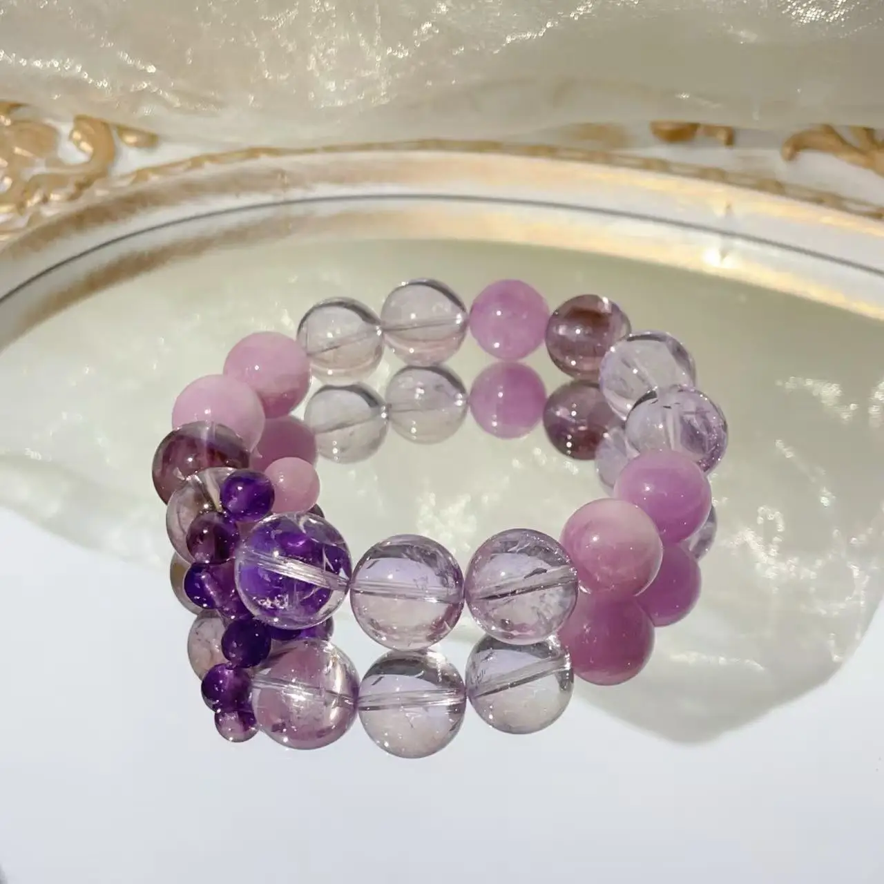 Natural Nine Purple Fire Crystal Bracelet, Women's Light Luxury Fashion Niche Design Bracelet