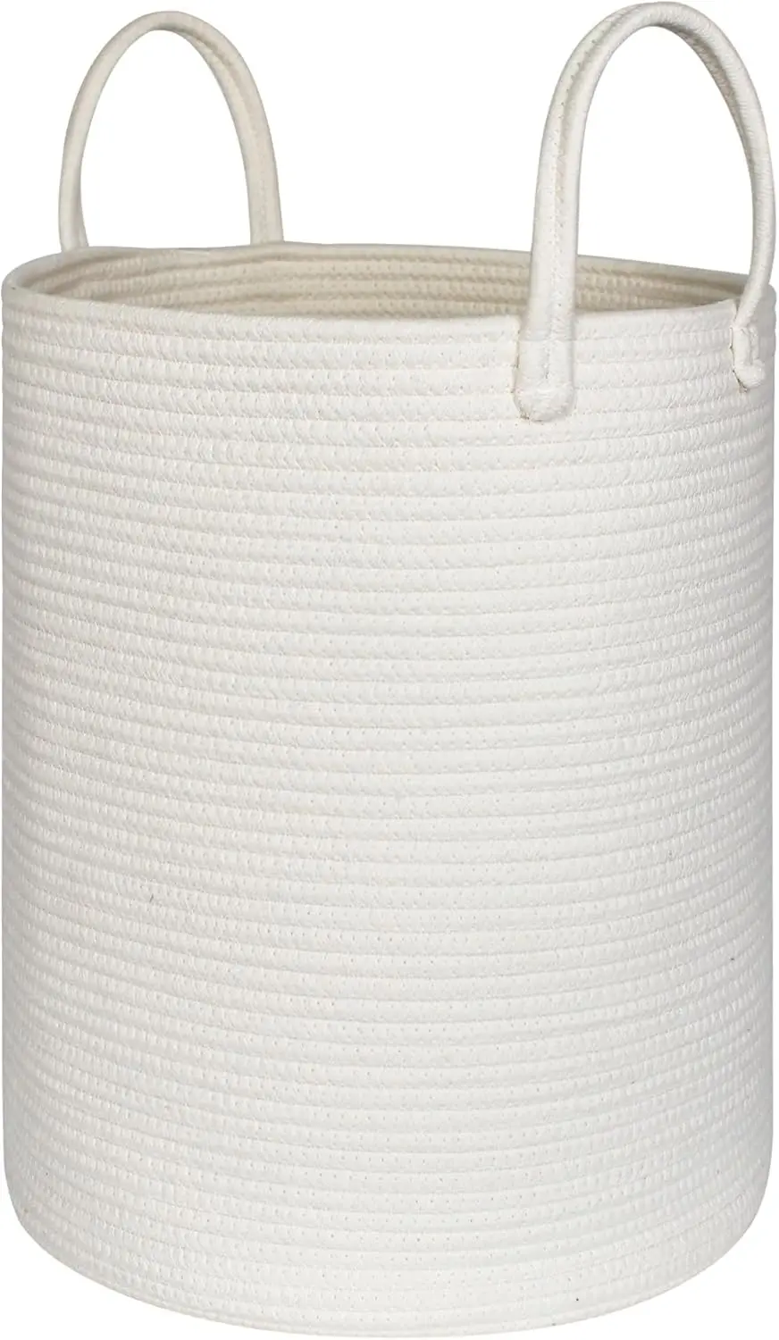 

Large White Laundry Basket, 15'x18' Tall Blanket Storage Living Room, XL Cotton Rope Toy Bin for
