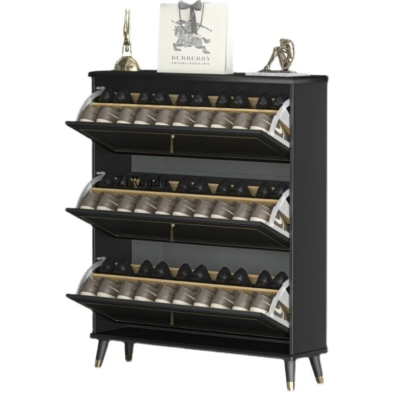 Best-selling modern easy-to-assemble wooden porch three-layer shoe rack for living room furniture - durable shoe cabinet