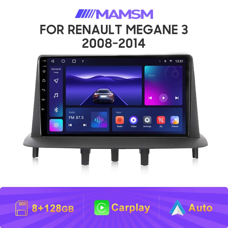 MAMSM Car Radio For Renault Megane 3 2008 2009 - 2014 Android Auto Carplay Multimedia Player DSP 2Din GPS Navigation Head Unit