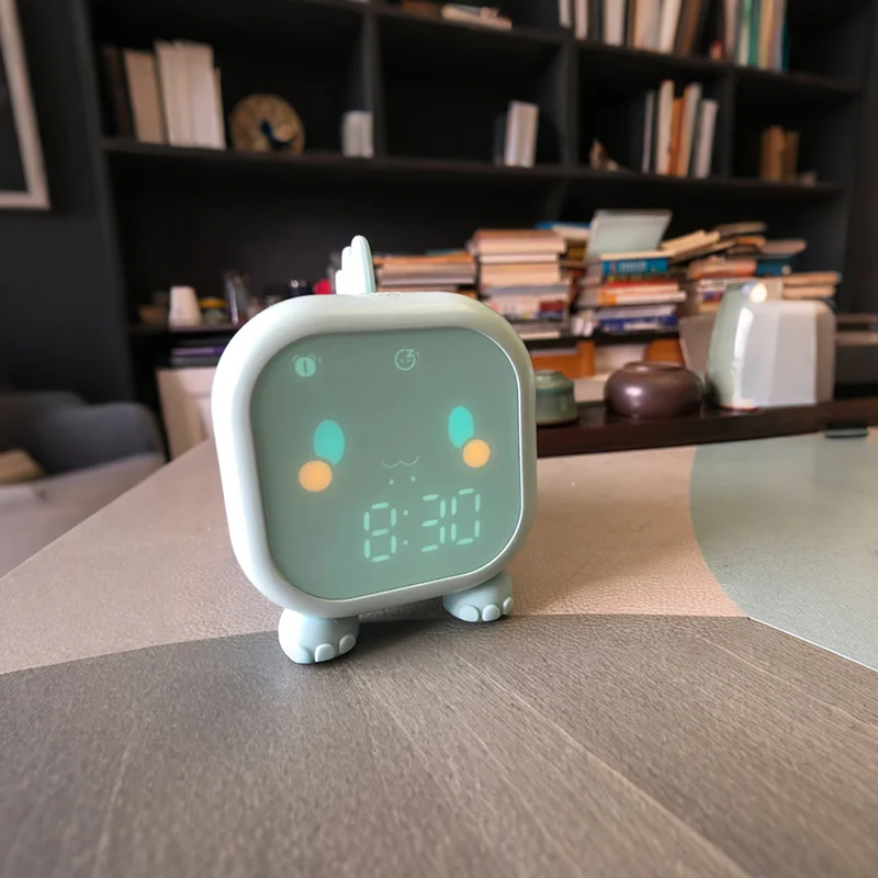 Réveil LED pour enfants avec dinosaure, lumière nocturne à commande par bouton, entraînement intelligent au sommeil, réveil électronique pour la maison