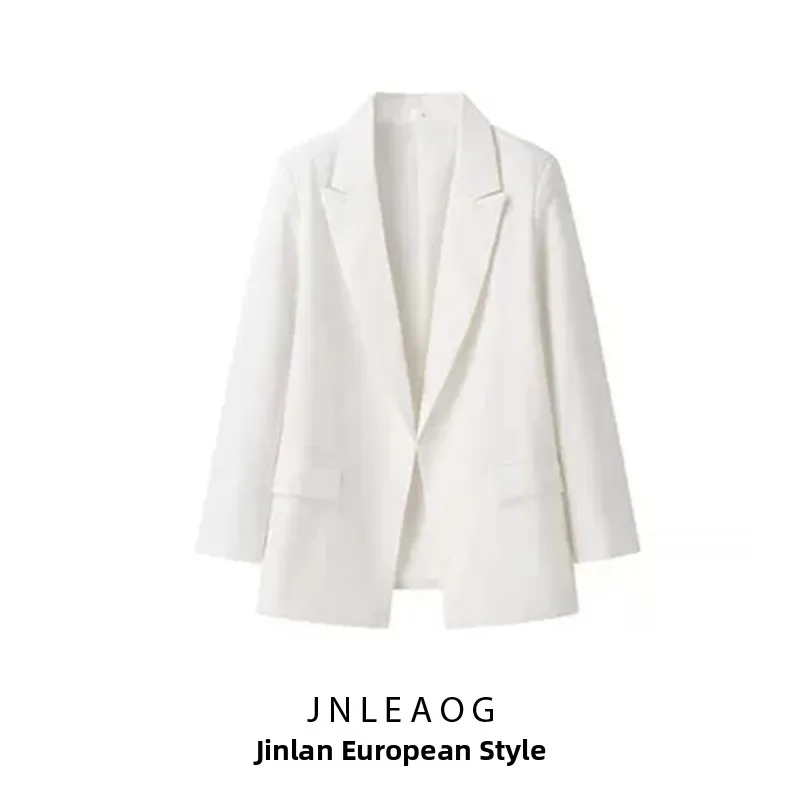 

JNLEAOG костюм из чистого льна Jaet женский модный дизайн осень новый Sle Commute Sle Busin Scene Long Sve на одной пуговице