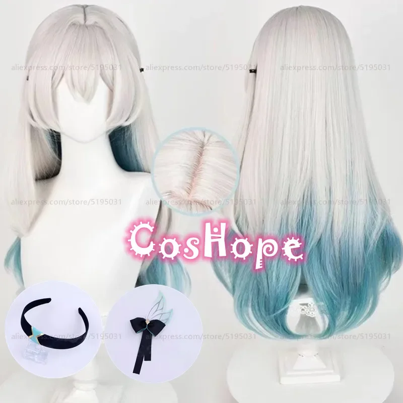 HSR Firefly Cosplay Pruik 67 cm Lange Rechte Pruik Met Haarband Haarspeldjes Accessoires Anime Pruiken Hittebestendige Synthetische Pruiken