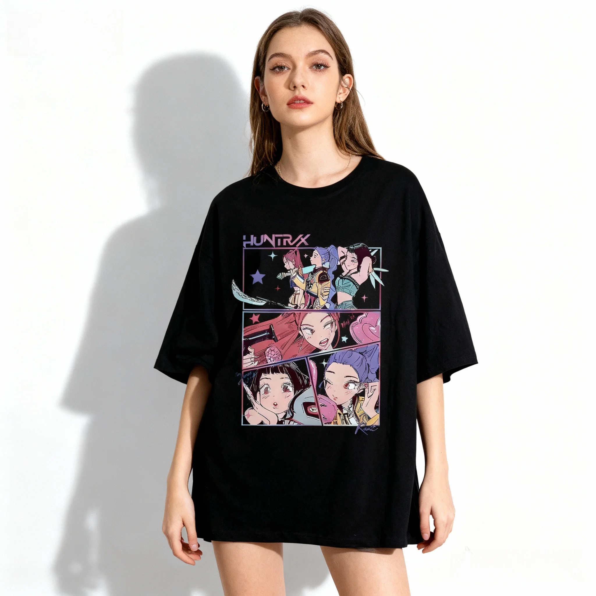 Summer Movie KPOP Witch Hunt Men's Team T-shirt Korean European and American Street Oversized Adult Women's and Children's Tops