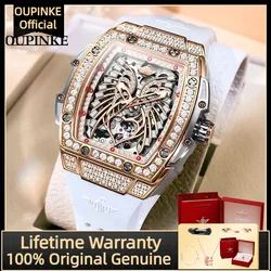 OUPINKE 3225 Women's Watch Luxury Brand All Diamond Automatic Mechanical Watch Classic Silicone Waterproof Elegant Women's Watch