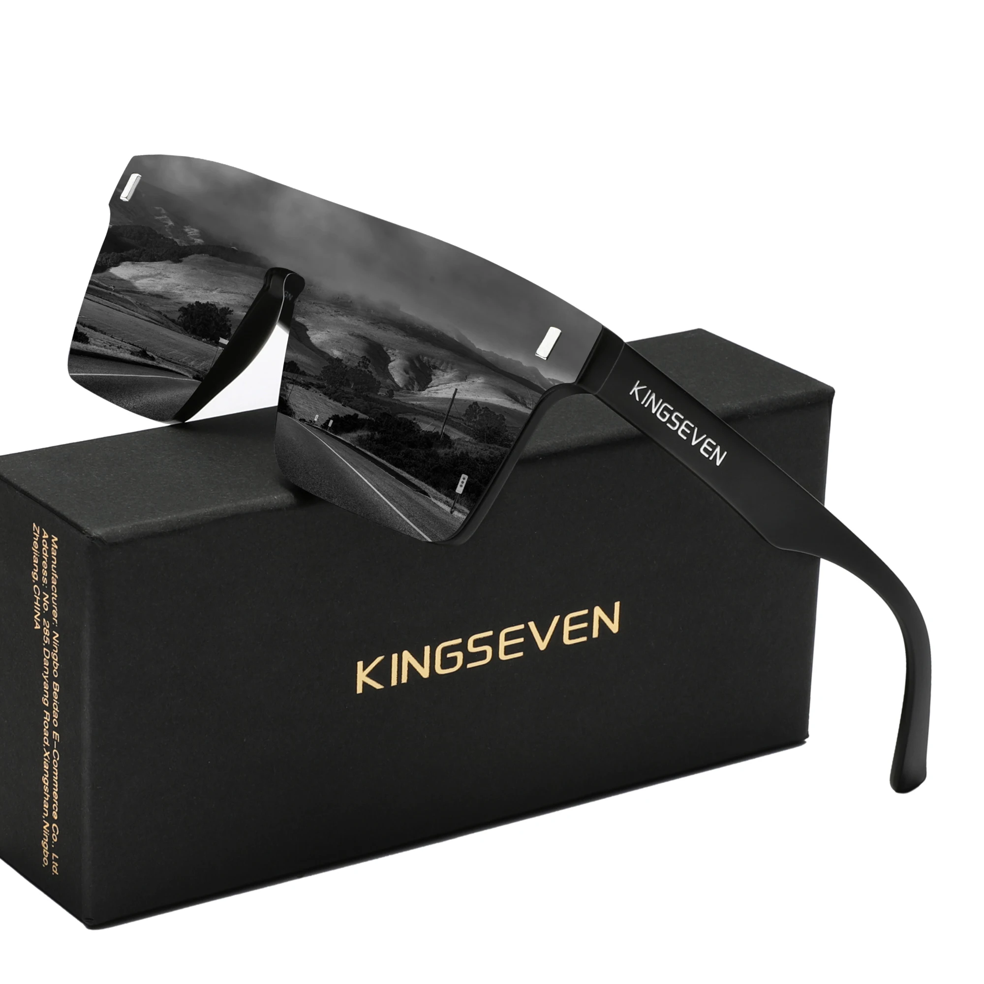 

KINGSEVEN, новый модный дизайн, женские очки, солнцезащитные очки без оправы, поляризационные мужские солнцезащитные очки в большой оправе в стиле ретро