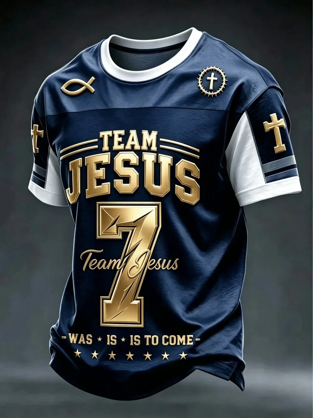 Family Matching Outfits Retro Sports Jersey Shirt No.7 Metallic Letter Print Short‑Sleeve Men Women Kids Street Casual Tops