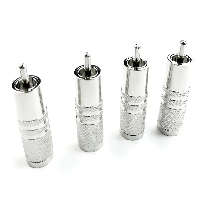 4 Buah Konektor Adaptor Audio HiFi Colokan Solder RCA Tembaga Berlapis Perak 11Mm