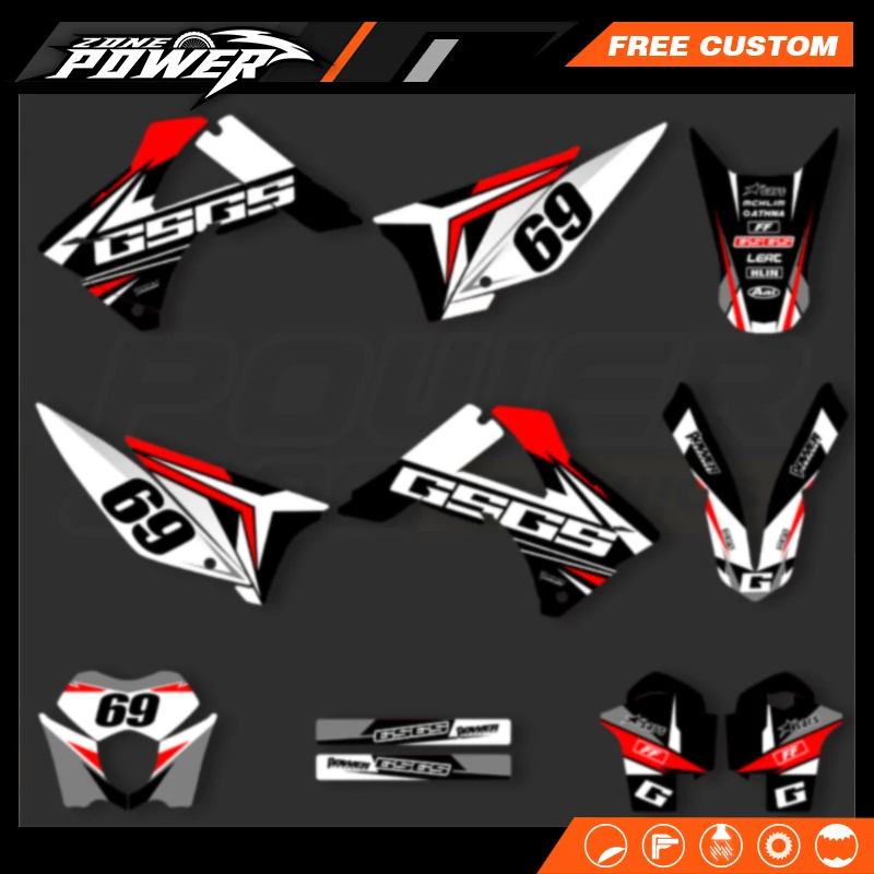 

Powerzone Graphics Backgrounds Decals Stickers Kit For GASGAS 125 200 250 300 450 2010 2011 EC MC Number Name Custom