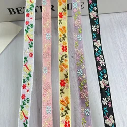20 Yards/lot Ethnic Style Webbing Woven Jacquard Ribbon Butterfly flowers for Garment accessories LS-2221 Width 1 CM