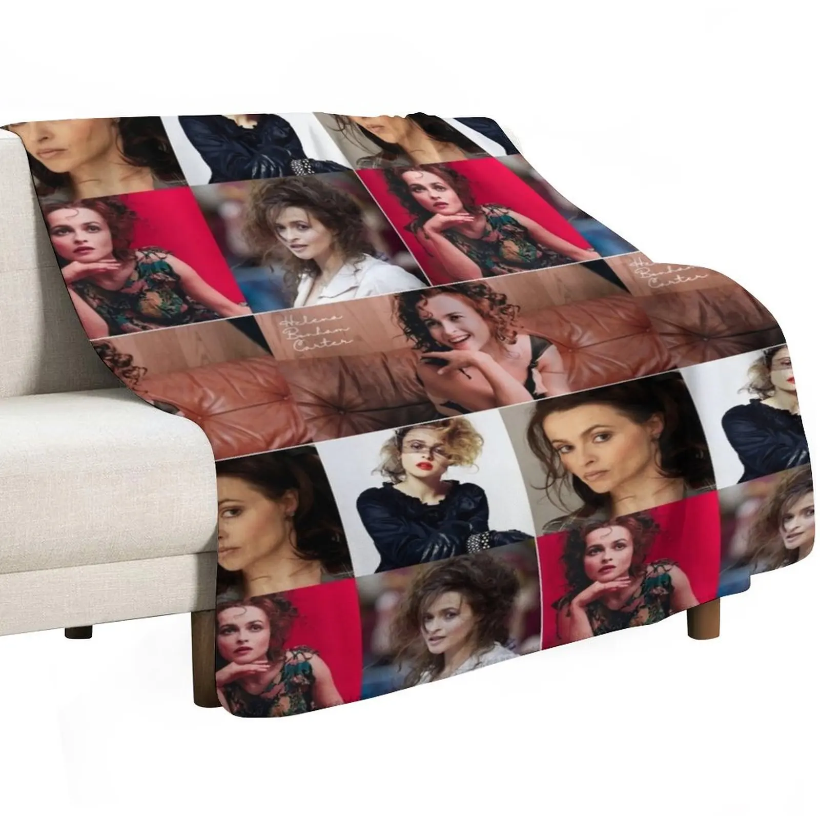 Helena Bonham Carter English actress Fan Made Photo Collage - 1 Throw Blanket Large Picnic Loose Weighted Blankets