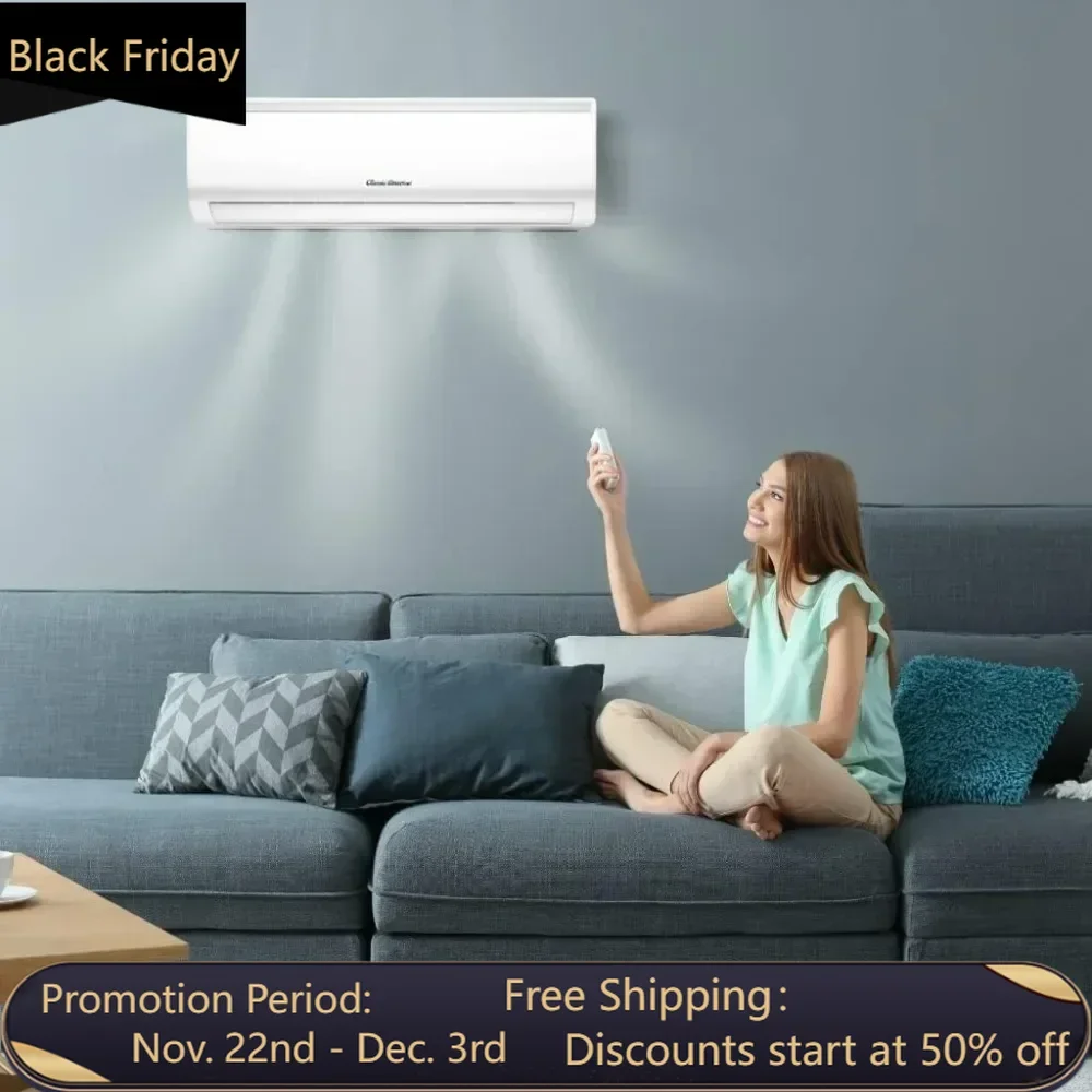 Mini Split AC ,Dusctless/Wall Mounted Air Conditioner , Energy Saving Invetrer , Includes 16' Installation Kit and Remote