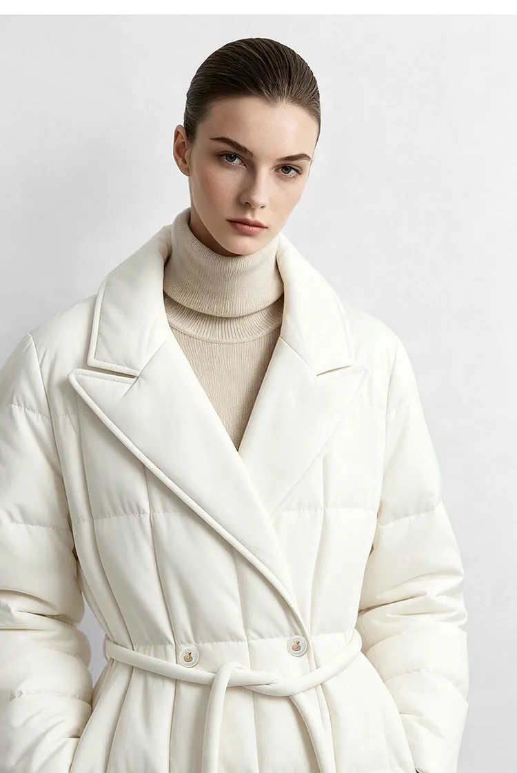Amii Women's A-Line Down Jacket Lapel Collar Lightweight Warm Slim Fit Commuter Minimalist Women's Winter Down Jacket 12644006