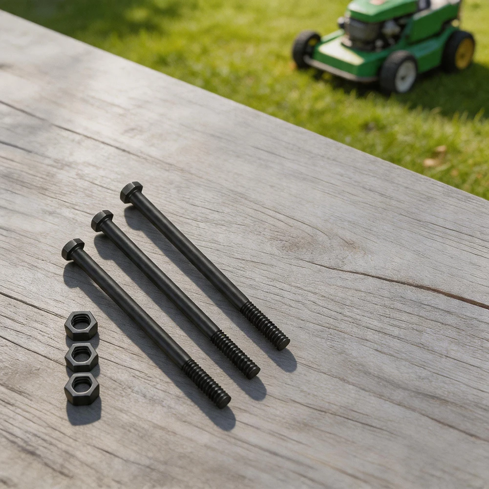 3 Pack Mower Spindle Bolt And Nut Kit 5/8-11 X 9-1/2 Grade 8 Black Oxide For Midsize Lawn Mower Parts 04001-41 04020-09
