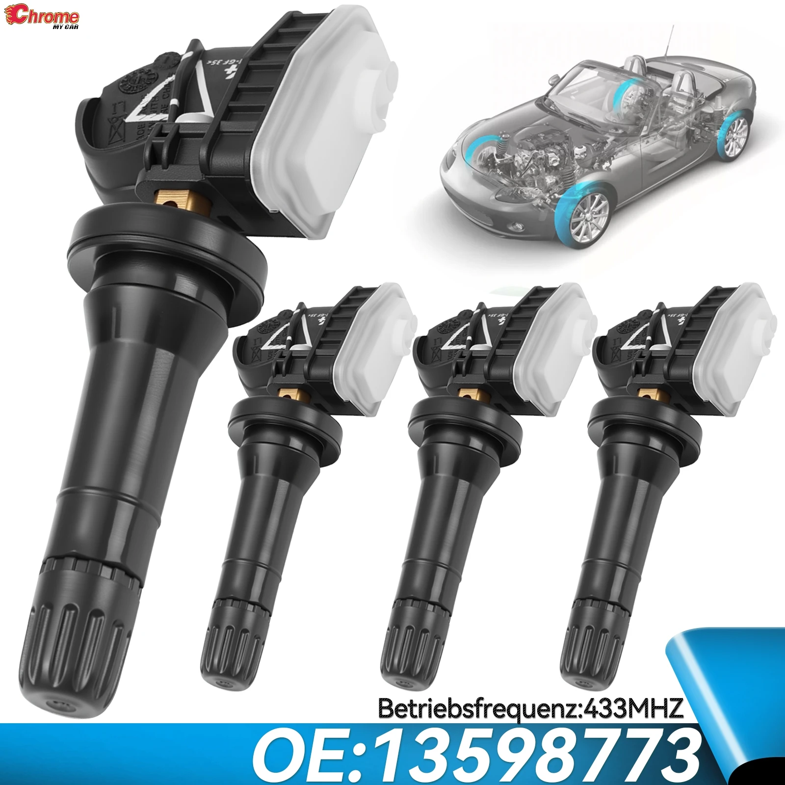 

4Pcs Tire Pressure Sensor TPMS 433 MHZ For Buick Enclave LaCrosse Cadillac CT6 XT5 CTS Chevy Cruze Silverado 13598773 13506028