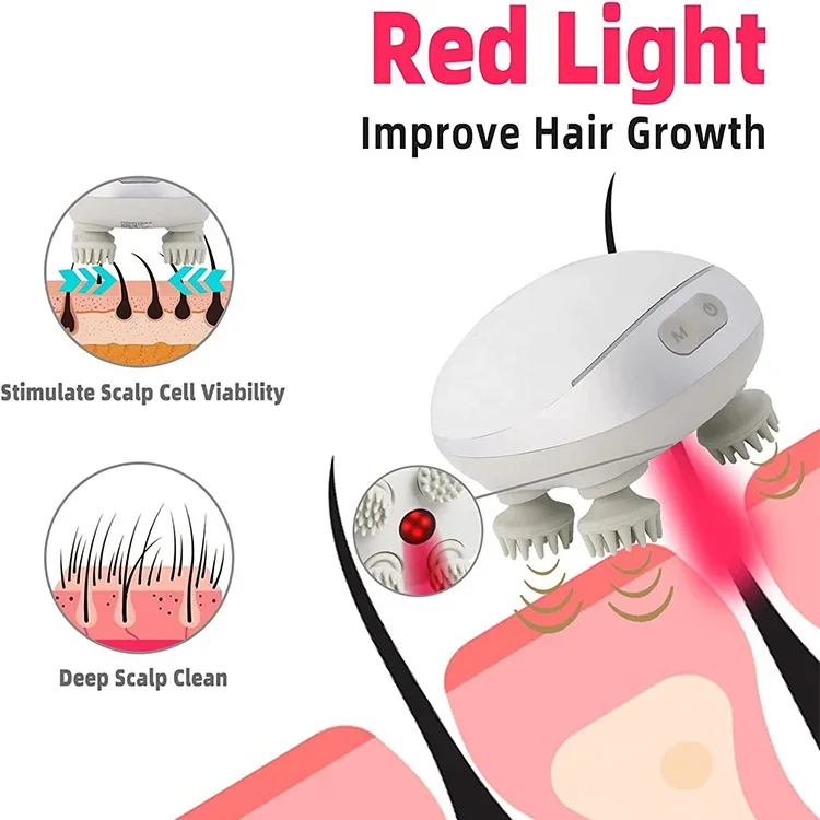 New Hair Scalp Head Massager Vibration Silicone Head Massager Shampoo Scalp With Red Light Easy Use Scalp Massager