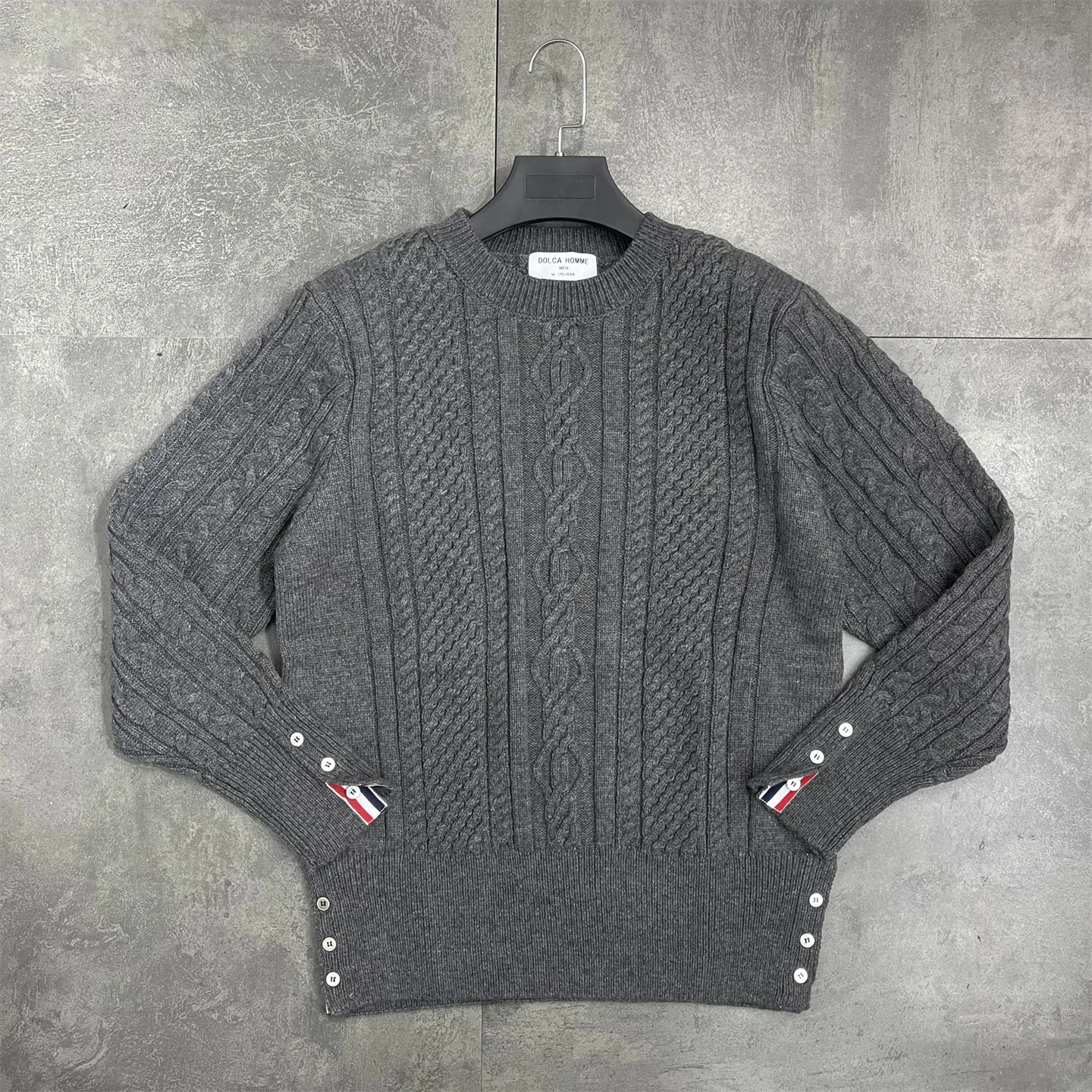

Men's Knitted Wool Sweater Autumn Winter New Sle Twist Flower Open-Ended Casual Faion Knitwear Two Colors Wool Blend