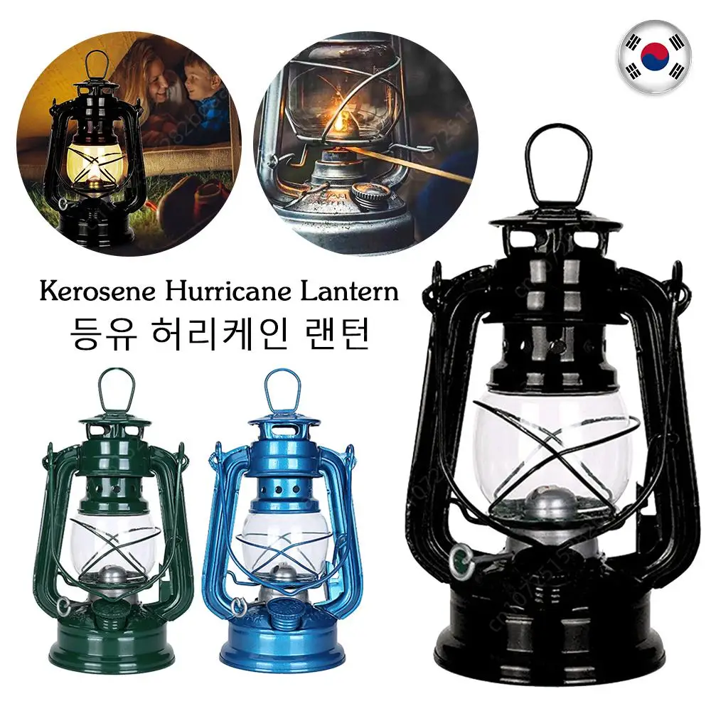 Metal Kerosene Lantern Vintage Oil Burning Lantern Hurricane Table Lamps with Handle for Camping Home Patio