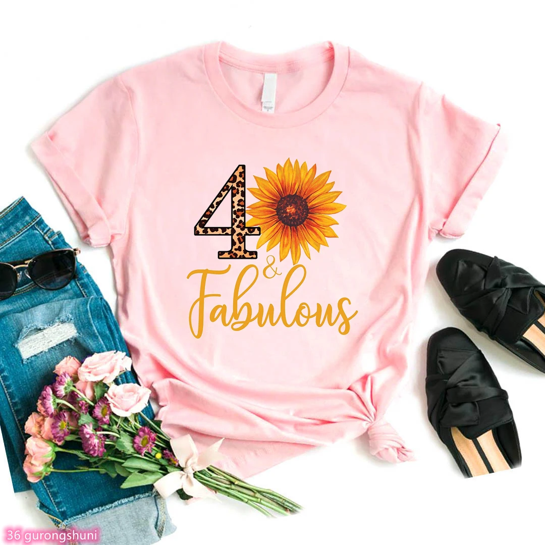 

Pink Leopard Print T-Shirt Hello 30-60 Fabulous Birthday Gift Tshirt Women Clothes Female Clothing Short Sleeve Tees Tops