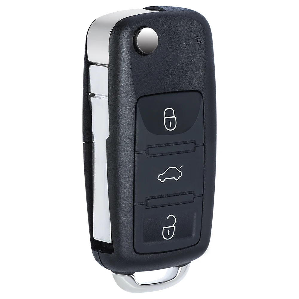 KEYECU 2B/3 Button Flip Remote Folding Key Shell Case Housing Uncut Blade Fob for VW VOLKSWAGEN Tiguan Golf Sagitar Polo MK6