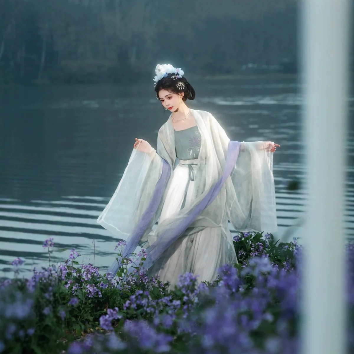 ملابس هان الصينية التقليدية من Song Hanfu قطعة واحدة نظيفة وباردة الرياح فائقة الخصر عالية فستان مناسب للاستخدام اليومي