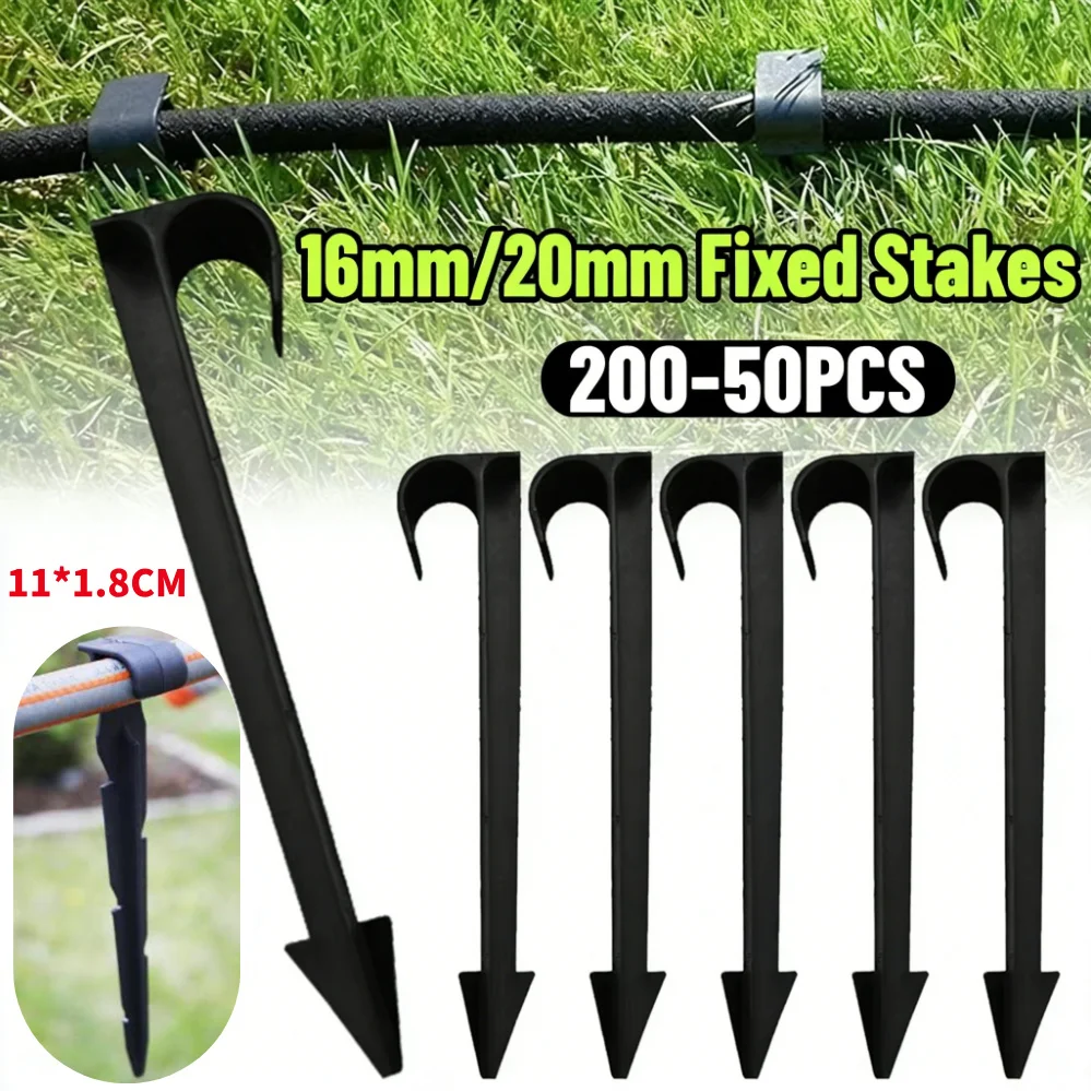 200-50 Stück 16/20mm Schlauchanker, Bewässerungsrohrhalter, Gartenwerkzeuge für Rasen, Garten, Blumentopf, Gewächshaus, Zelt