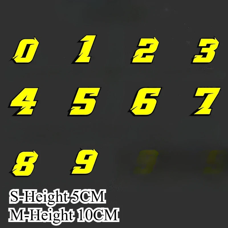 1PC Yellow Number 0123456789 Waterproof Stickers Decals For Motorcycle Scooter Car Fuel Tank DIY Refit Decor