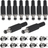 10/20Pairs 40PCS DC Power Supply Jack Socket Female Panel Mount Connector 3-Pin 5.5 x 2.1mm with 5.5mm x 2.1mm DIY Male DC Power