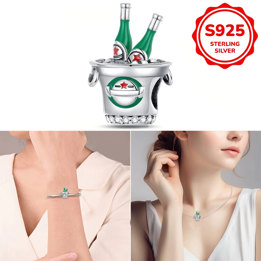 925 pure pendant beer barrel string decoration suitable for original bracelet necklace for men and women DIY jewelry gifts