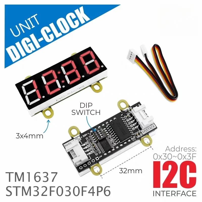 Official M5Stack Unit DigiClock Digital Clock Display 2.1-inch 4-Digit 7-Segment LED